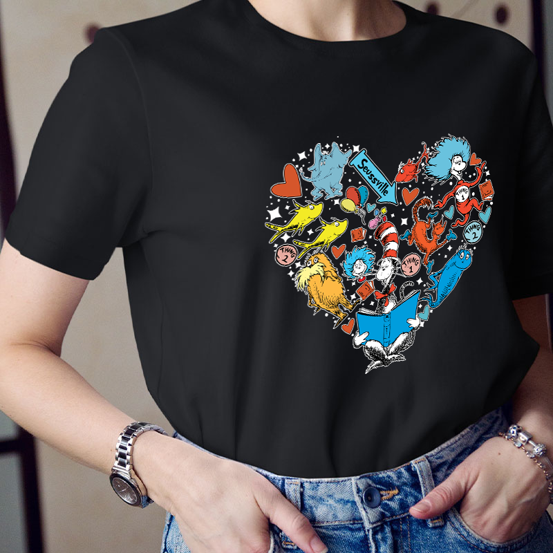 The Cat In The Hat Heart Teacher T-Shirt