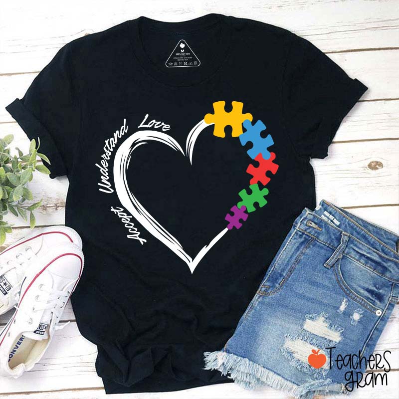 Accept Understand Love Autism Awareness Teacher T-Shirt