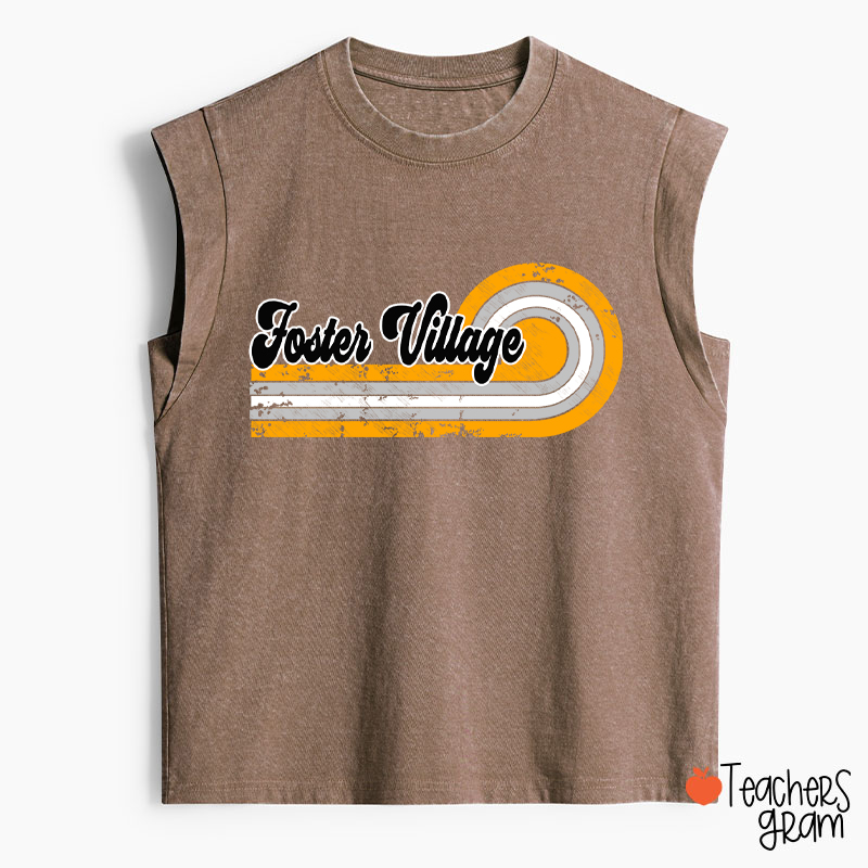 Personalized Retro Mascot School Spirit Teacher Washed Tank Top
