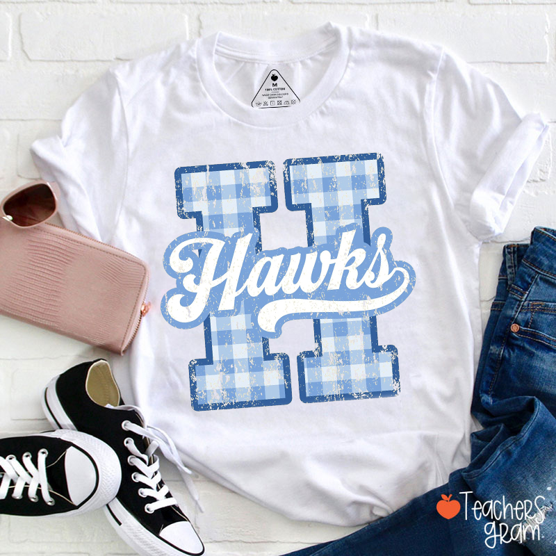 Personalized Mascot Sport Gingham Varsity Teacher T-Shirt