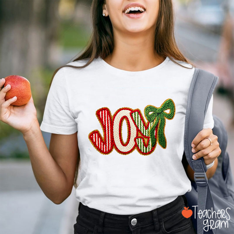 Faux Yarn Joy Christmas Teacher T-shirt