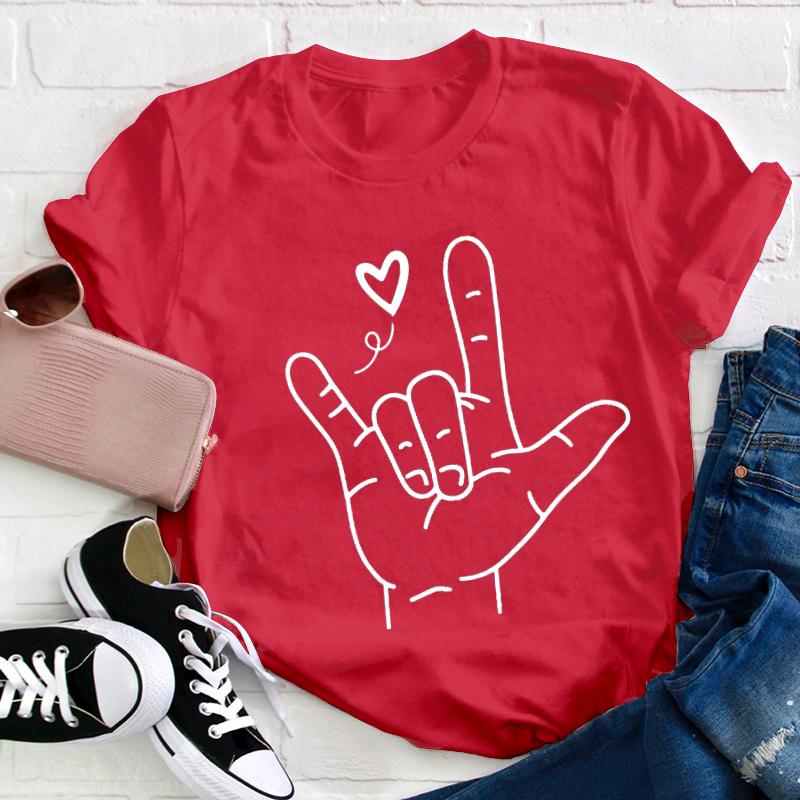 Sign Language Love Needs No Words Teacher T-Shirt Sale-Teachersgram