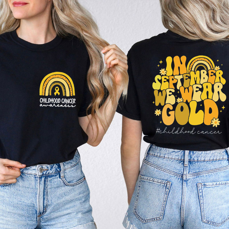 In September We Wear Gold Teacher Two Sided T-Shirt