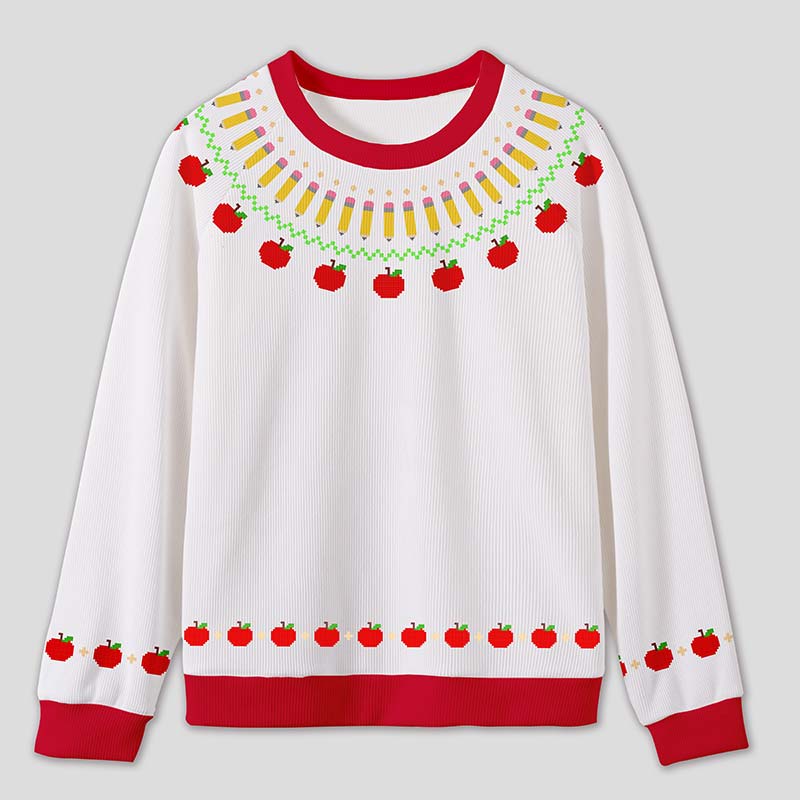 Apple Pencil Teacher Knit Sweatshirt