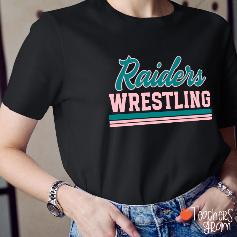 Personalized Mascot And School Name Contrasting Lines Teacher T-Shirt