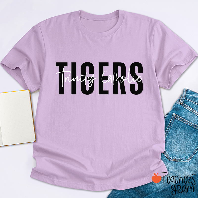 Personalized Mascot And School Name Simple Design School Spirit Teacher T-Shirt