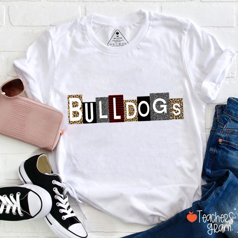 Personalized Mascot Block Stencil Teacher T-Shirt