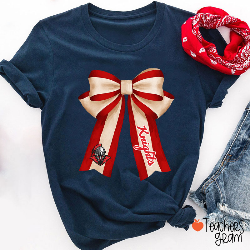 Personalized Mascot Coquette Bow Teacher T-Shirt