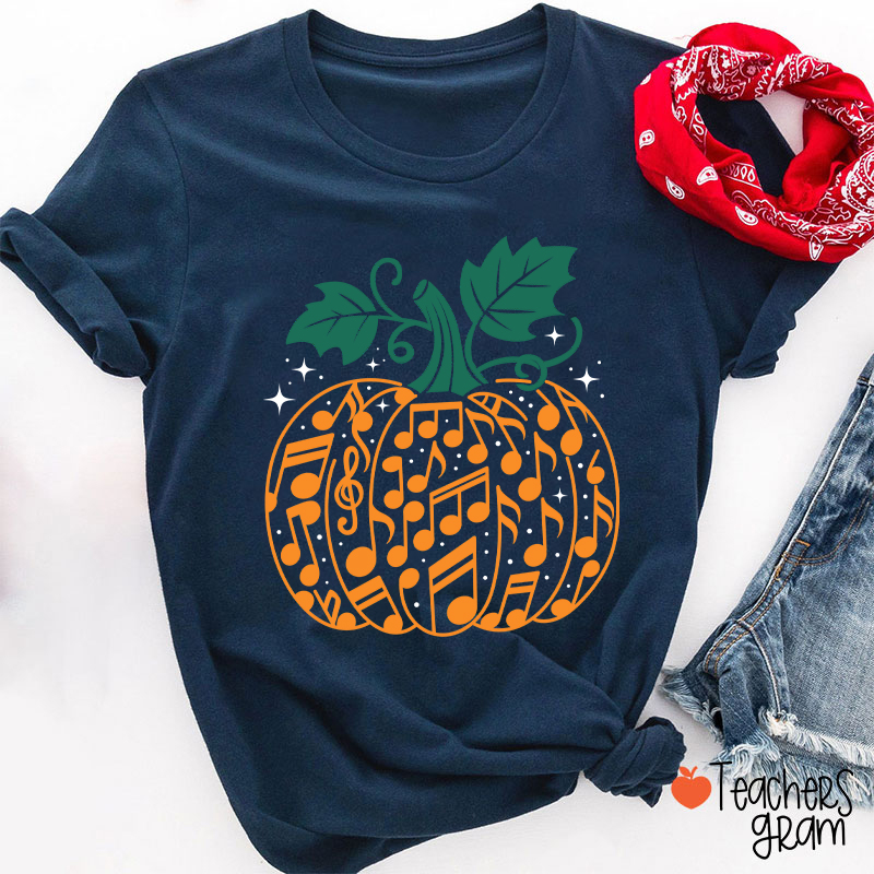 Music Note Pumpkin Teacher T-Shirt