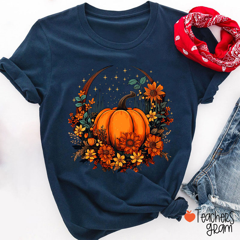 Fall Vibes Pumpkin Teacher T-Shirt
