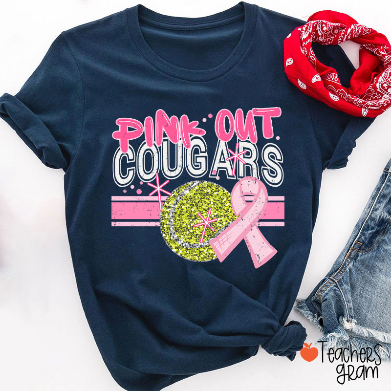 Personalized Mascot And Sport Pink Out Teacher T-Shirt