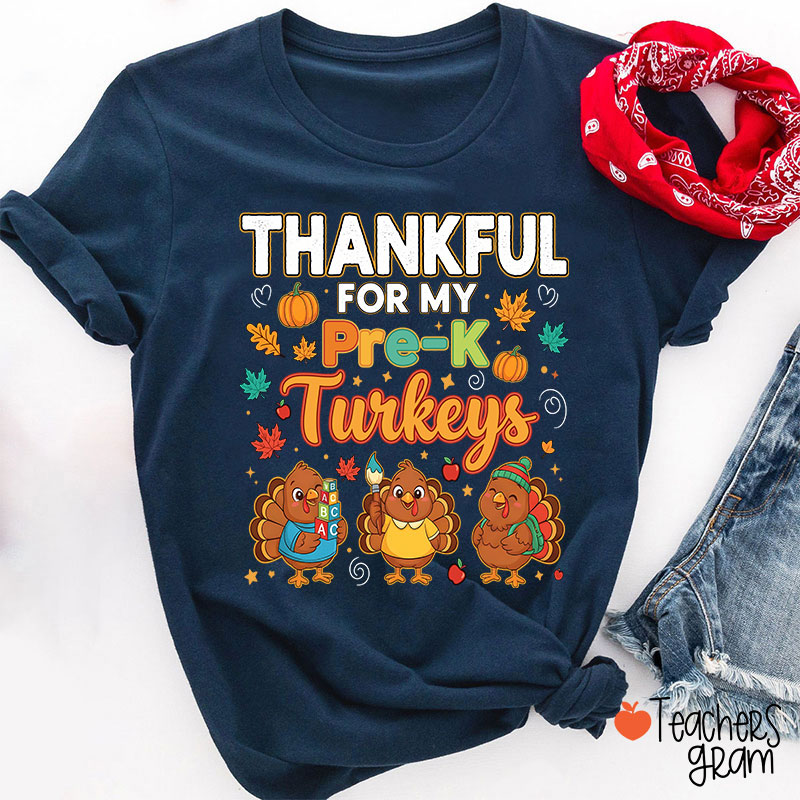 Personalized Grade Thankful For My Turkeys Teacher T-Shirt