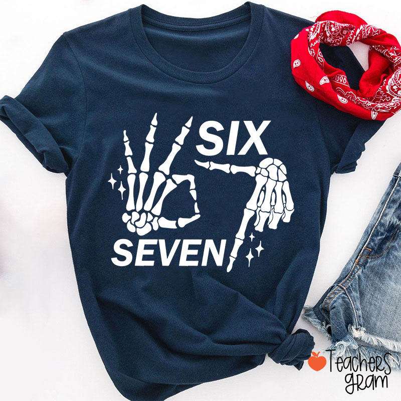 67 Halloween Skeleton Hands Teacher T-Shirt