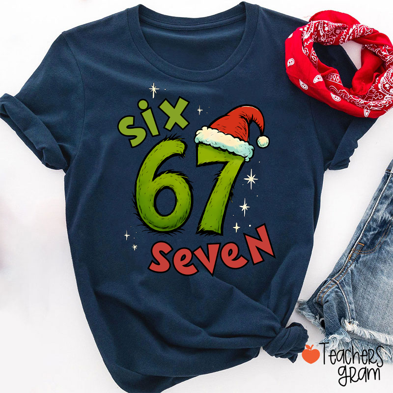 Six Seven Trending Christmas Teacher T-Shirt