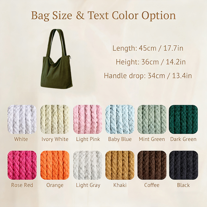 Personalized Embroidered Teacher Corduroy Tote