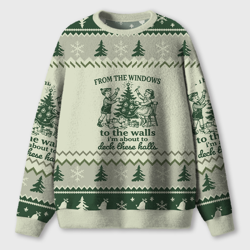 From The Windows To The Walls Teacher Ugly Fluffy Christmas Sweater