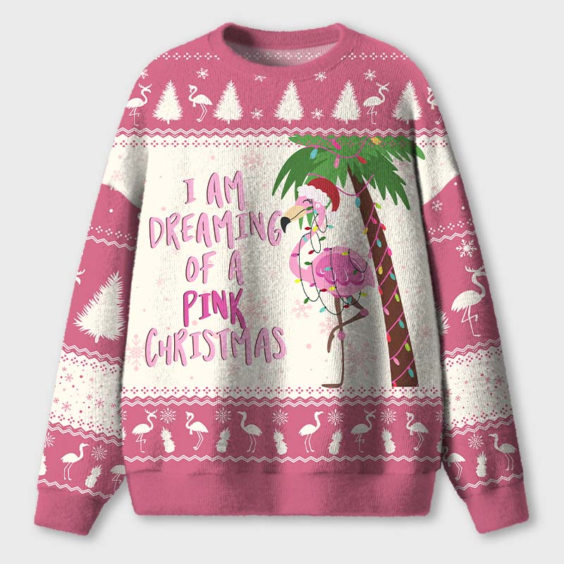 I Am Dreaming Of A Pink Christmas Teacher Ugly Fluffy Christmas Sweater