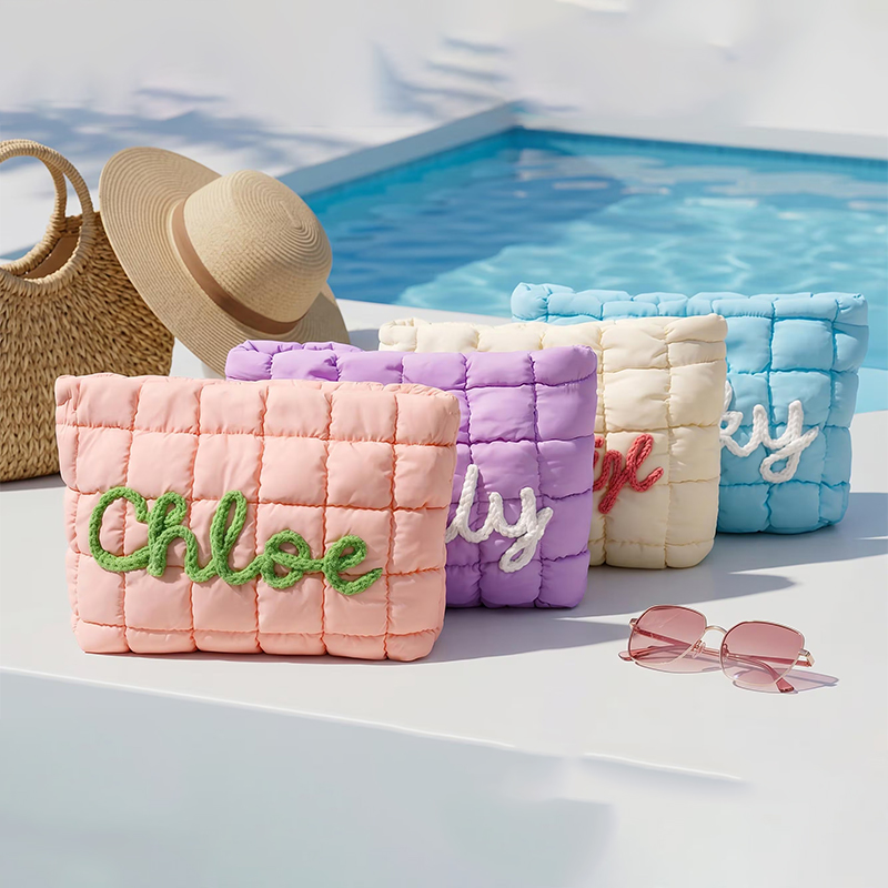 Personalized Quilted Nylon Makeup Bag