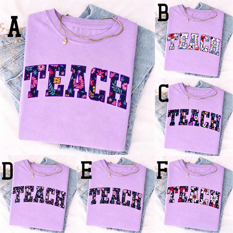 Personalized Floral Letter Teacher T-Shirt