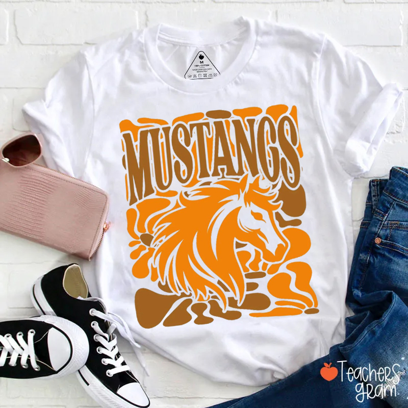 Personalized Mascot Vintage Block Letter Sports Character Teacher T-Shirt