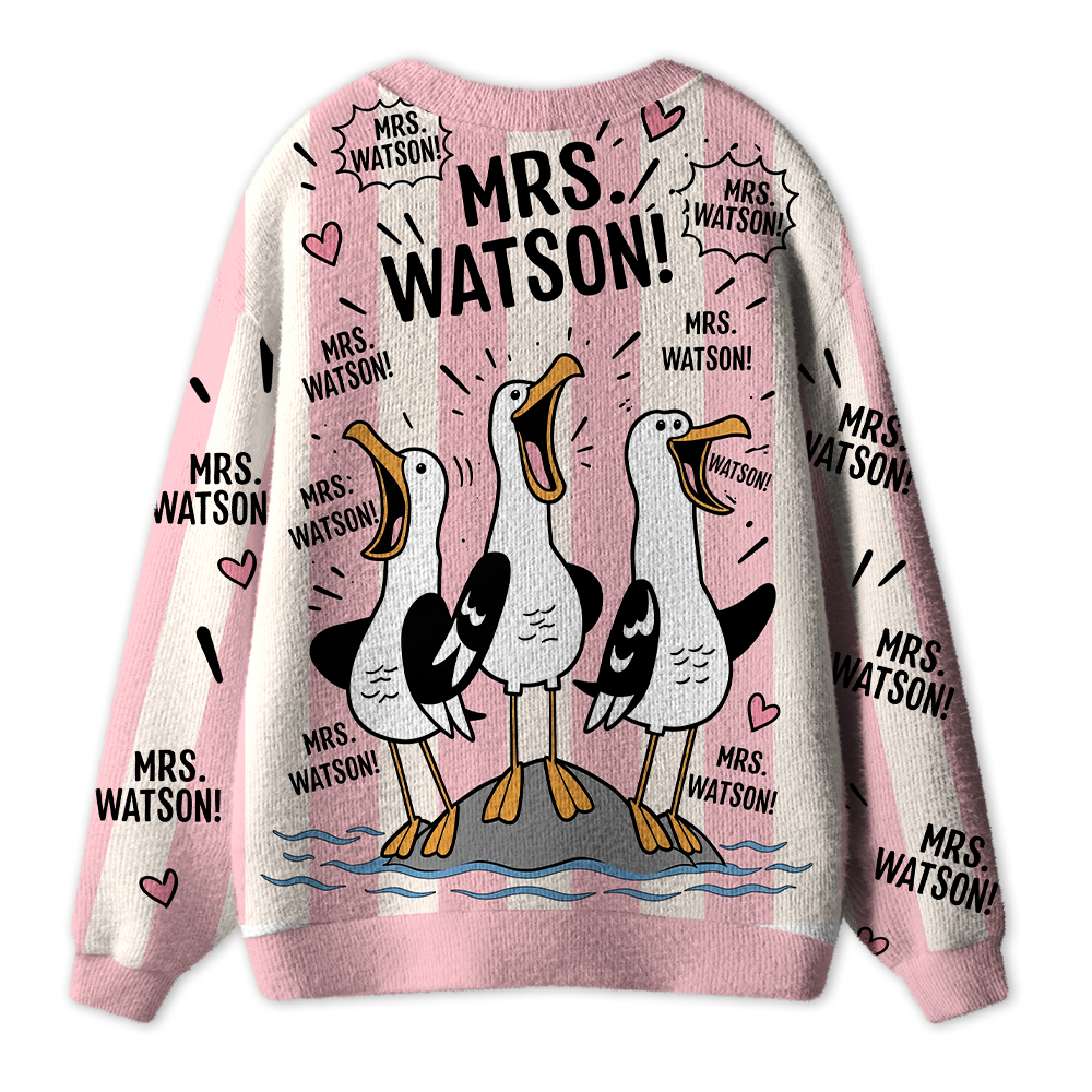 Personalized Teacher Name Seagull Teacher Ugly Cardigan Sweaters