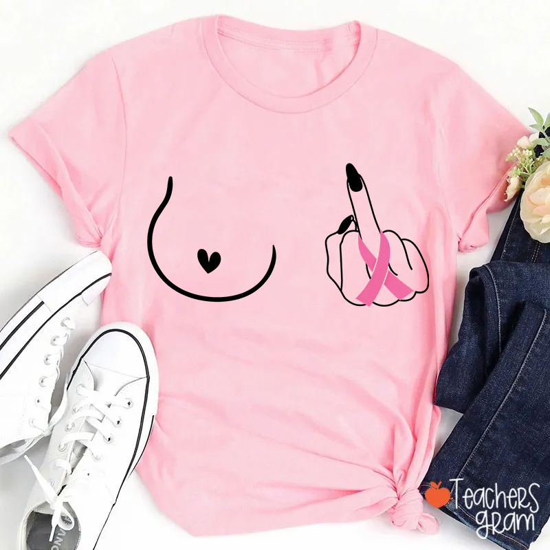 Middle Finger Minimal Line Art Distressed Washed Teacher T‑Shirt