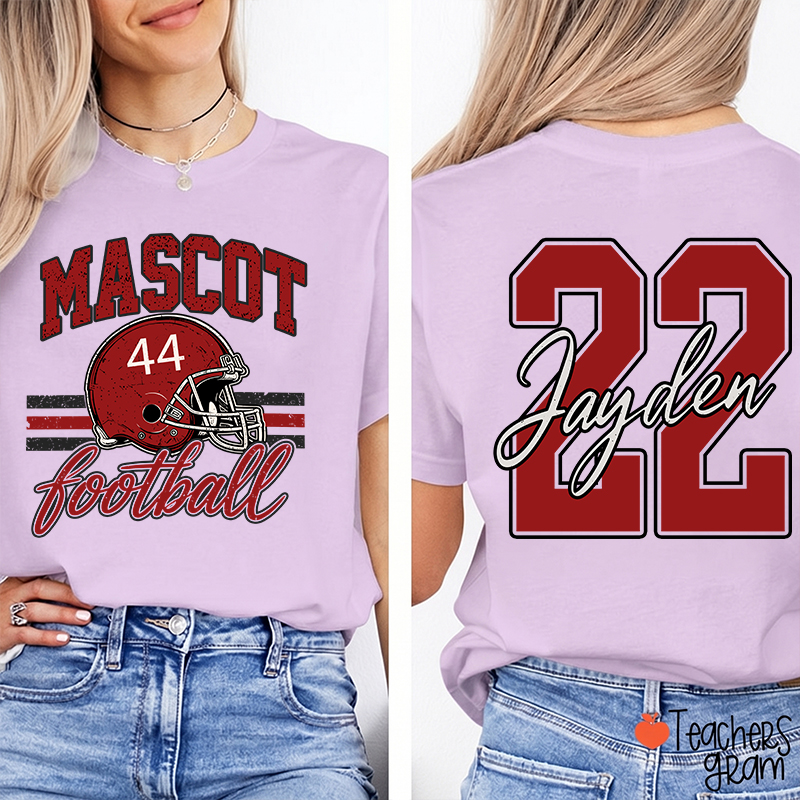 Personalized Mascot Football Game Day Teacher Two Sided T-Shirt