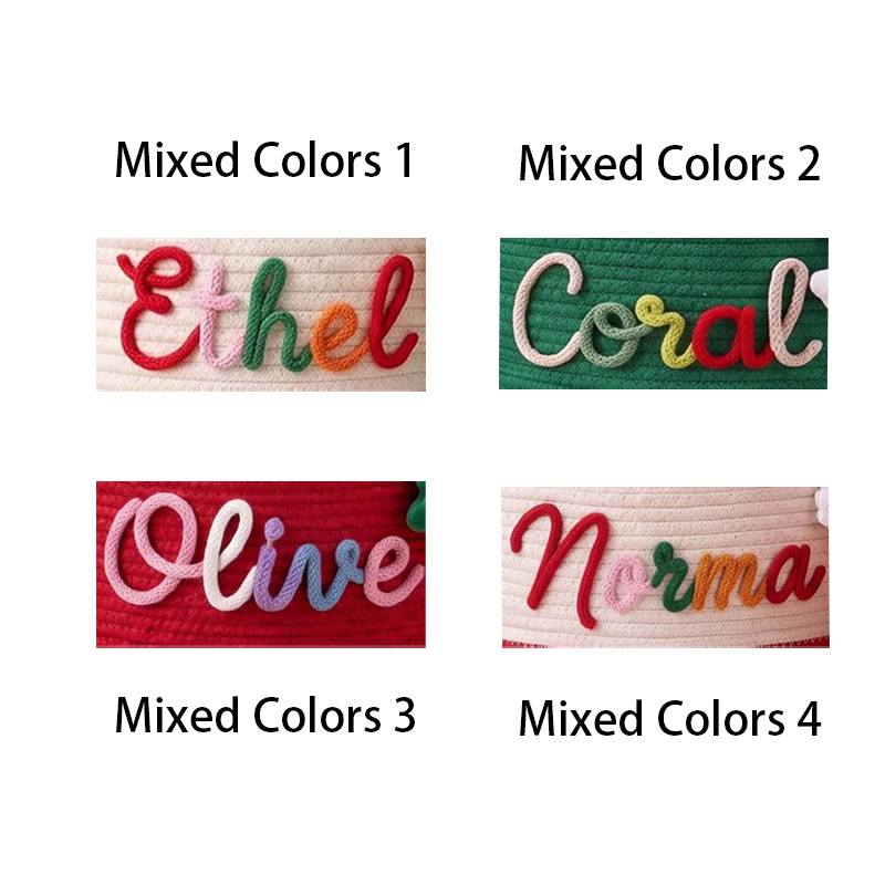 Personalized Embroidered Name Christmas Gift Crochet Baskets