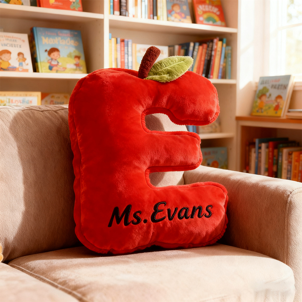 Personalized Apple Letter Name Teacher Cushion