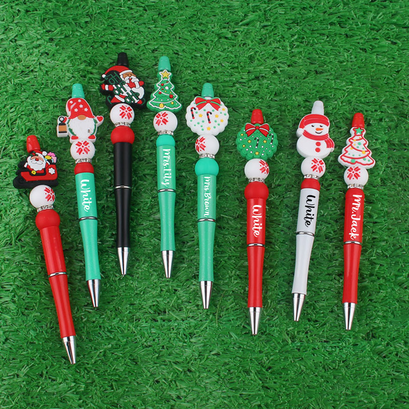 Personalized Christmas Silicone Bead Ballpoint Teacher Pens(30% Off Buy 10+, 50% Off Buy 30+)