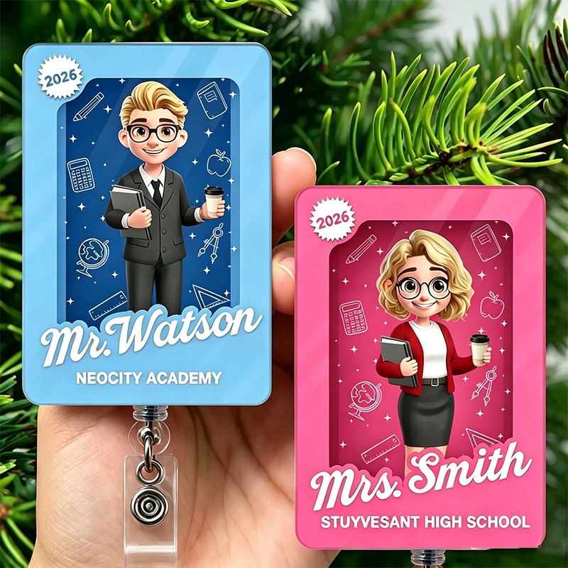 Personalized Min Me Funny Toy Box Teacher Badge Reel