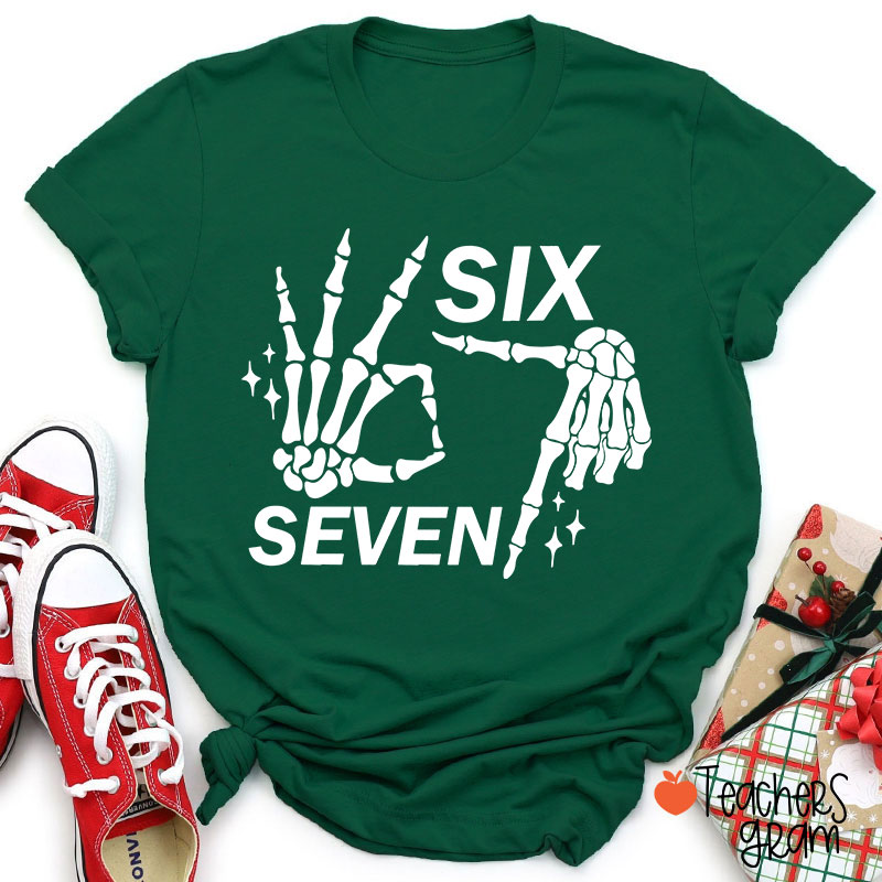 67 Halloween Skeleton Hands Teacher T-Shirt