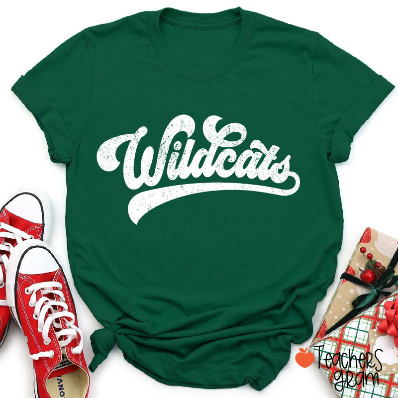 Personalized Mascot Washed And Distressed Print Teacher T-Shirt