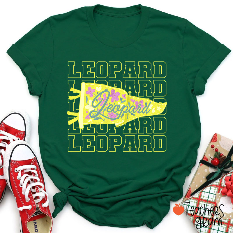 Personalized Mascot Flowers Pennant Teacher T-Shirt