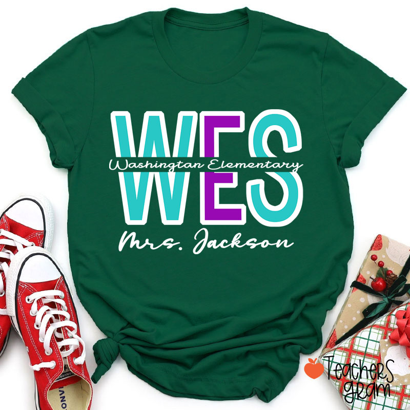 Personalized School Name Abbreviation School Color Teacher T-Shirt