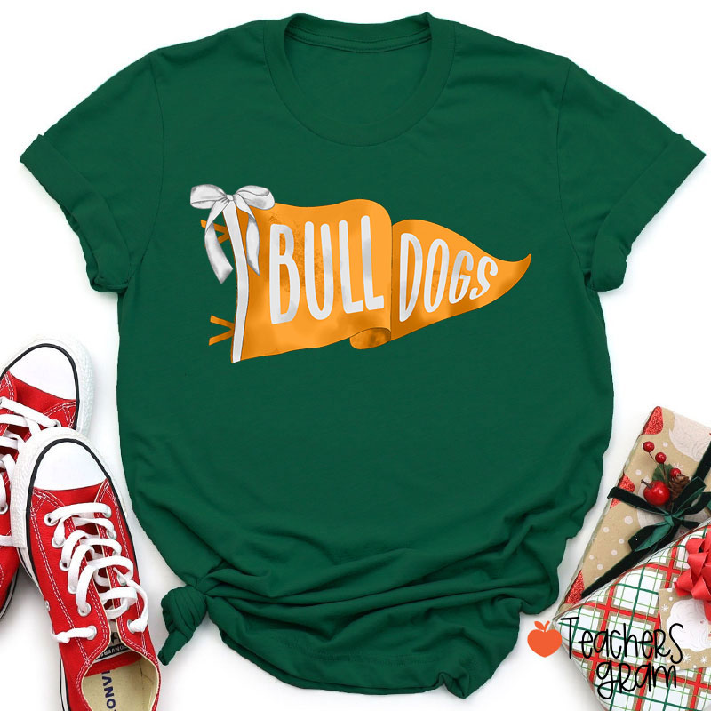 Personalized Mascot Pennant Bow Teacher T-Shirt
