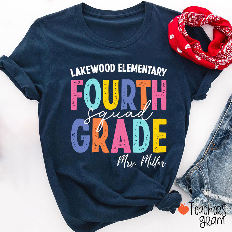 Personalized Grade And School Name Back To School Teacher T-Shirt