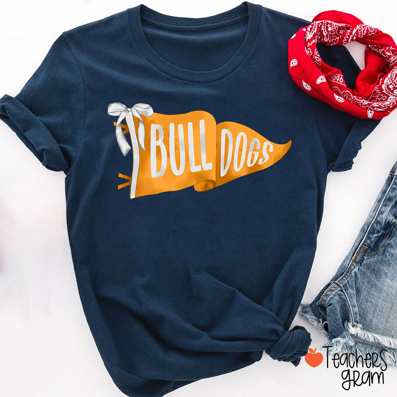 Personalized Mascot Pennant Bow Teacher T-Shirt