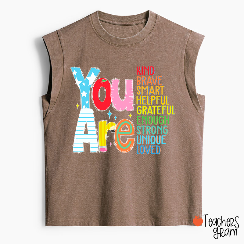 Be Who You Are You Are Enough Teacher Washed Tank Top