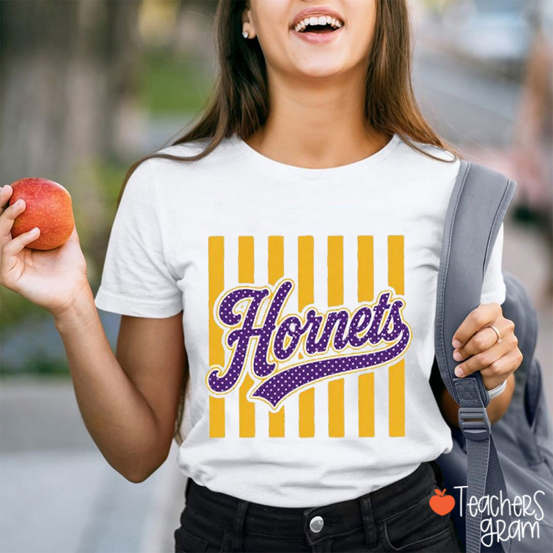 Personalized Striped Varsity Sport Teacher T-Shirt