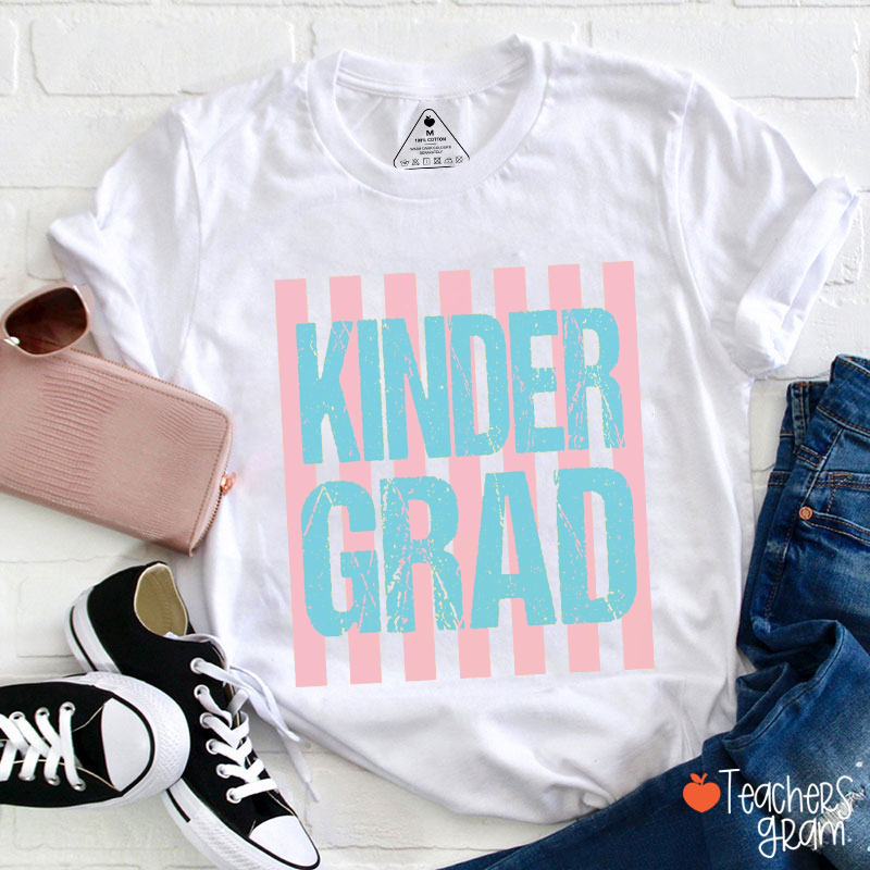 Personalized Grade Retro Pink Striped Teacher T-Shirt