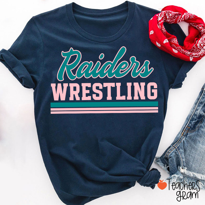 Personalized Mascot And School Name Contrasting Lines Teacher T-Shirt