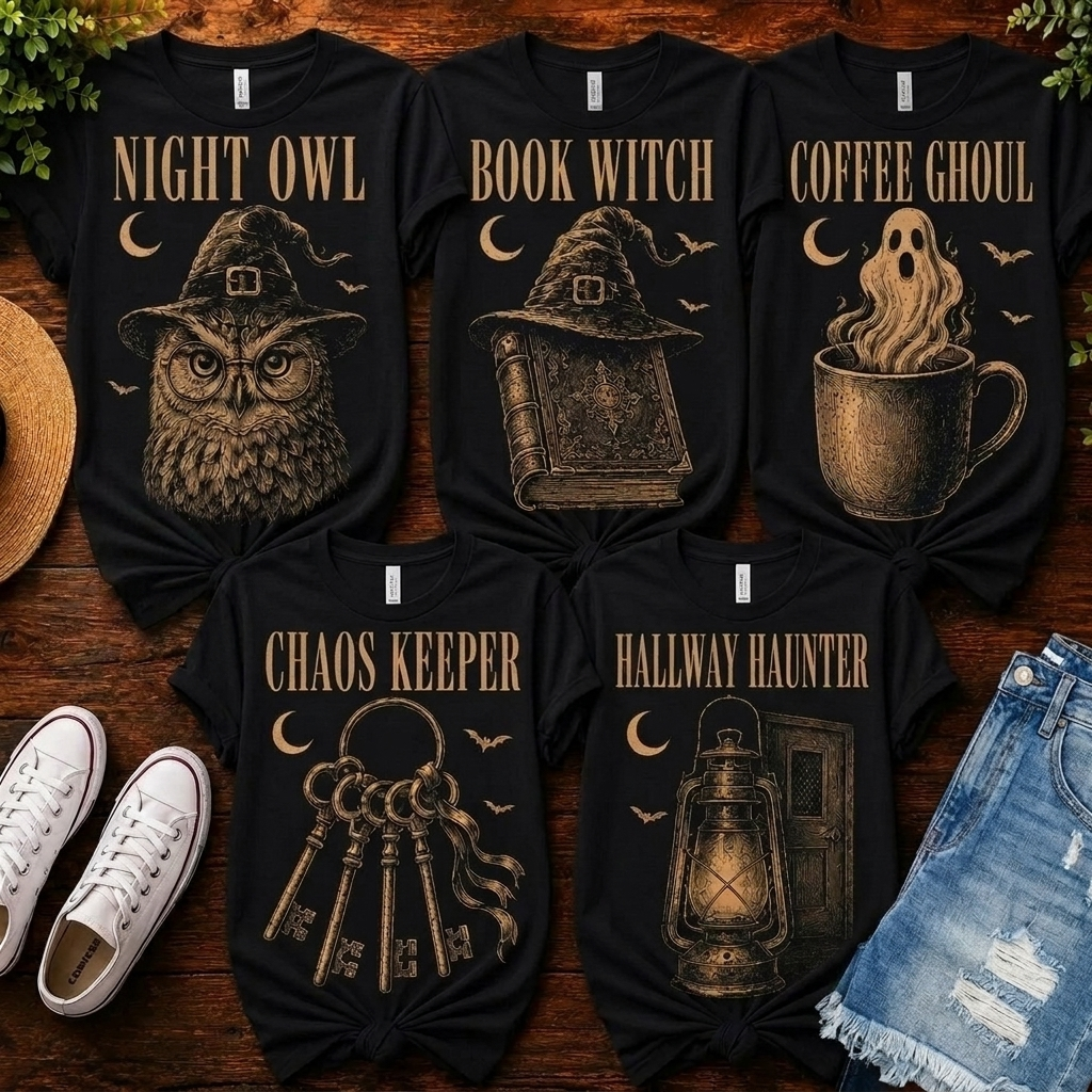 Personalized School Staff Vintage Halloween Vibes Teacher T-Shirt