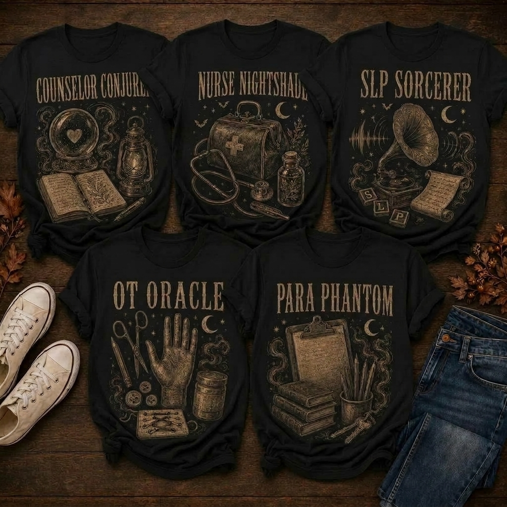 Personalized School Staff Vintage Halloween Vibes Teacher T-Shirt