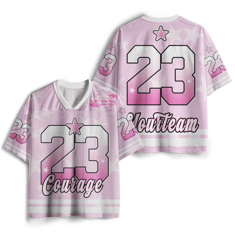 Personalized Team Name And Number Pink Star Teacher Mesh Jersey