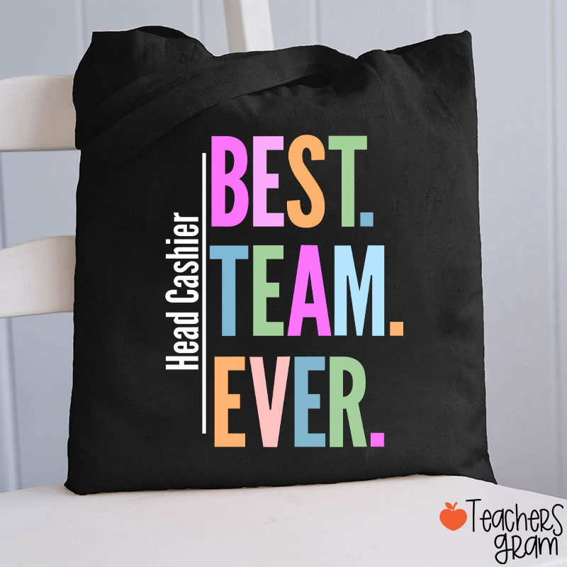 Personalized Neon Color Best Team Ever Teacher Tote Bag