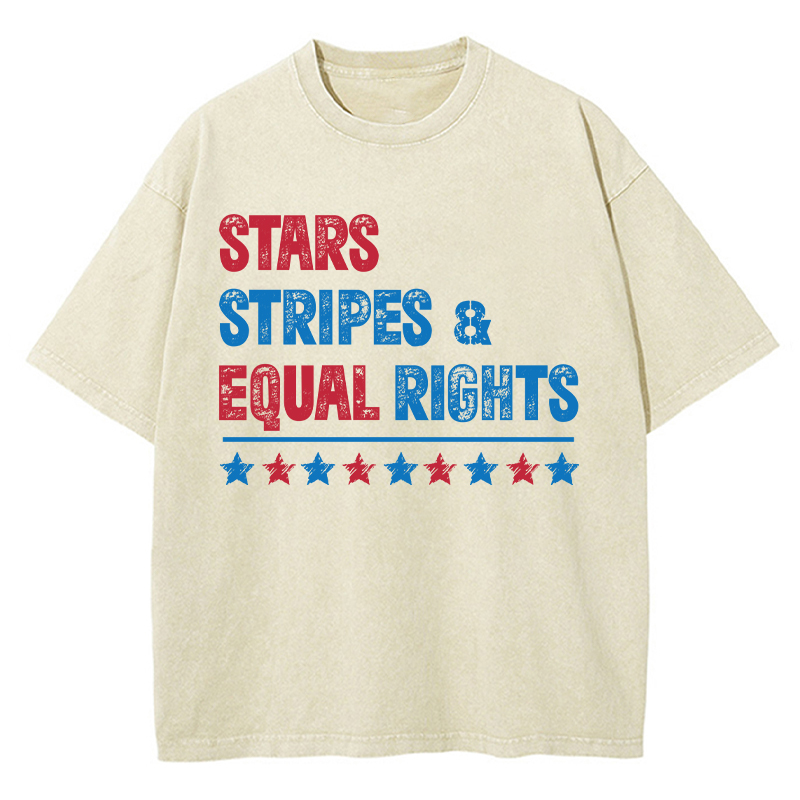 Stars Stripes And Equal Rights Teacher Washed T-Shirt