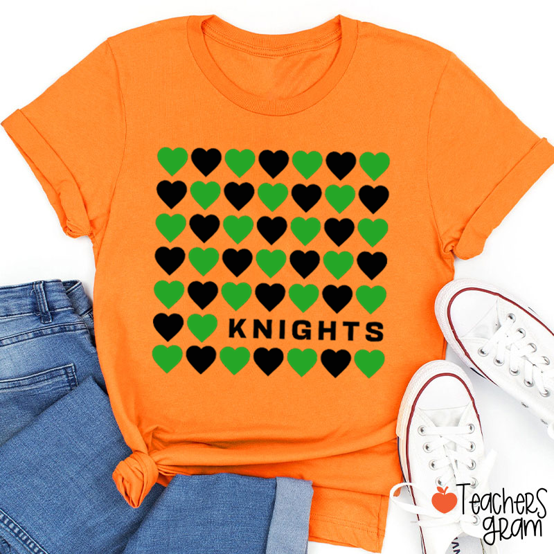 Personalized Mascot Team Color Heart Teacher T-Shirt