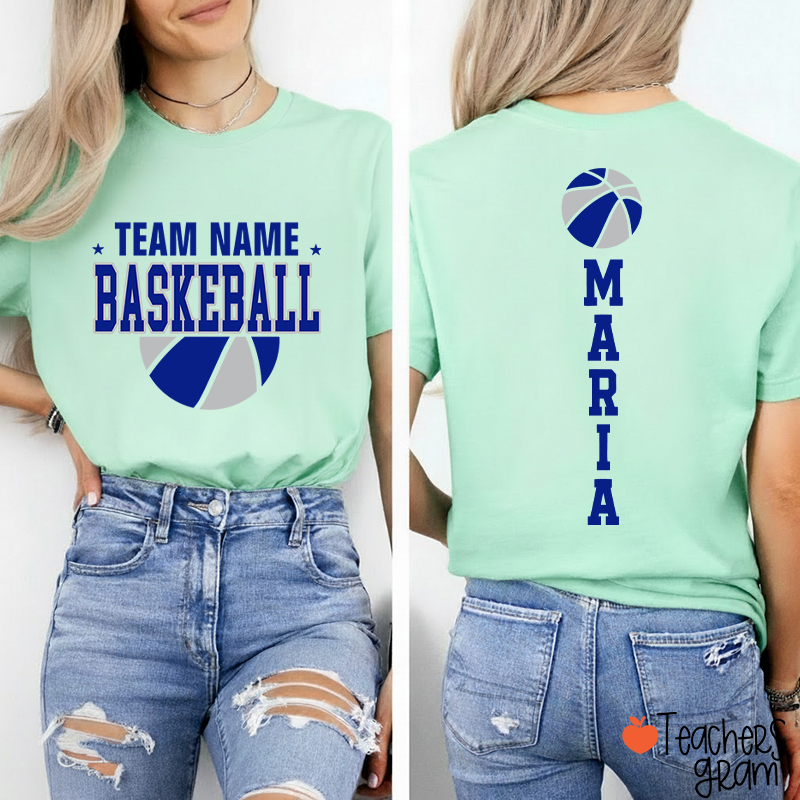 Personalized Mascot Sport Team Teacher Two Sided T‑Shirt