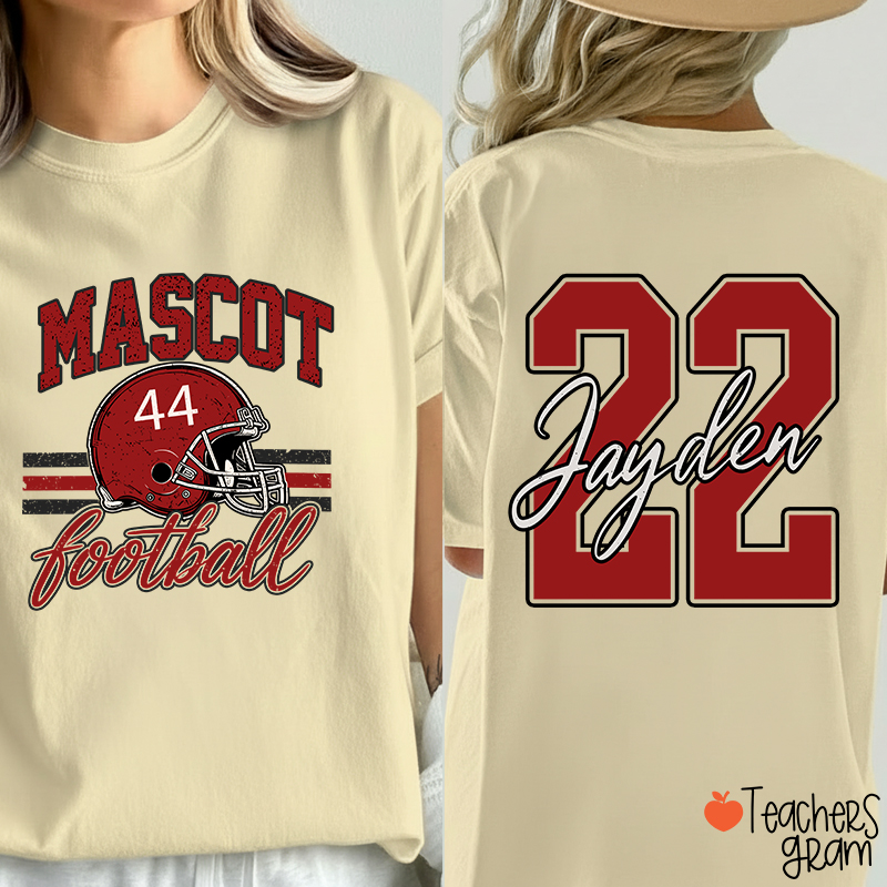 Personalized Mascot Football Game Day Teacher Two Sided T-Shirt